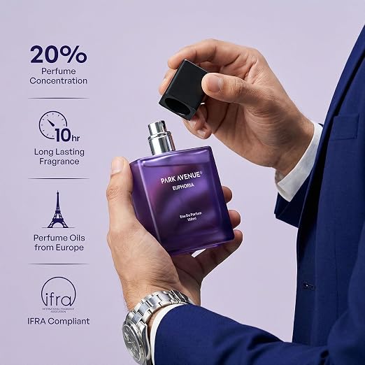 Park Avenue Euphoria, Eau De Parfum Men, 100ml | Long Lasting Perfume for Men | Premium Luxury Fragrance Scent | Aromatic Blend of Amber & Musk | Suitable for Every Occasion
